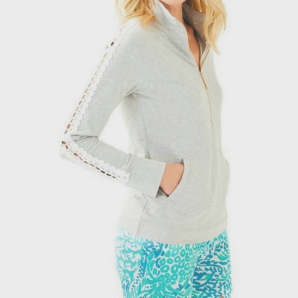 Lilly Pulitzer Skipper Popover Heathered Grey Gray, Size XS